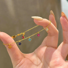 Set de trébol de colores (Collar, Aretes, Pulsera y Anillo)