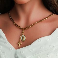 Necklace of the Virgin of Guadalupe and Crucifix