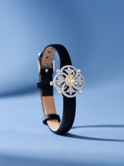 Leather bracelet with yellow charm - dual use