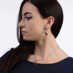 Aretes de Corazón y flor con granate