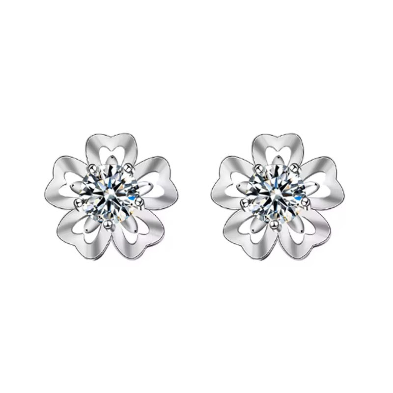 Aretes stud de flor Moissanita 0.5 carat c/u