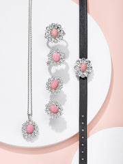 Leather bracelet with pink charm - dual use