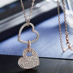 Double heart of Swarovski crystals