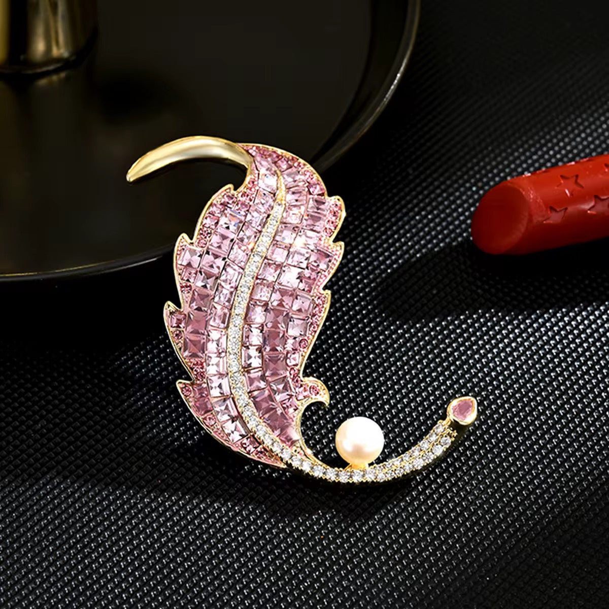 Broche de Hoja Rosada