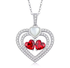 Collar doble corazón rojo de cristal Swarovski