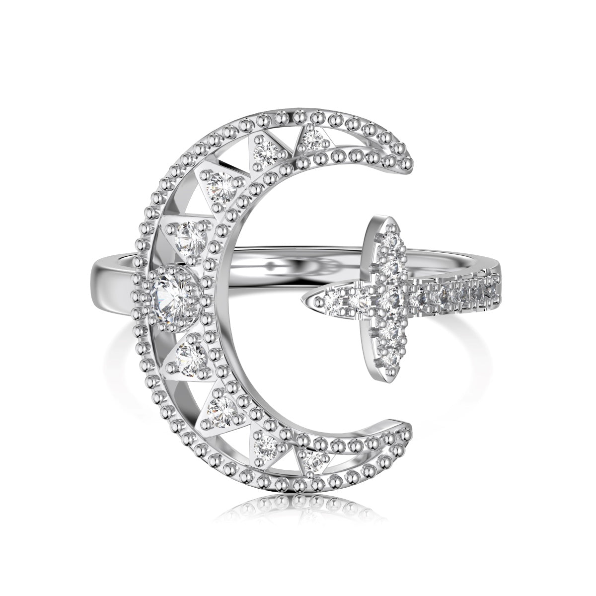 Adjustable Moon and Star Ring 