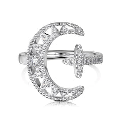 Adjustable Moon and Star Ring 