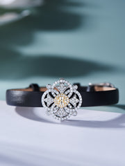 Leather bracelet with yellow charm - dual use