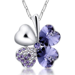 Purple Clover Necklace with Swarovski Crystals