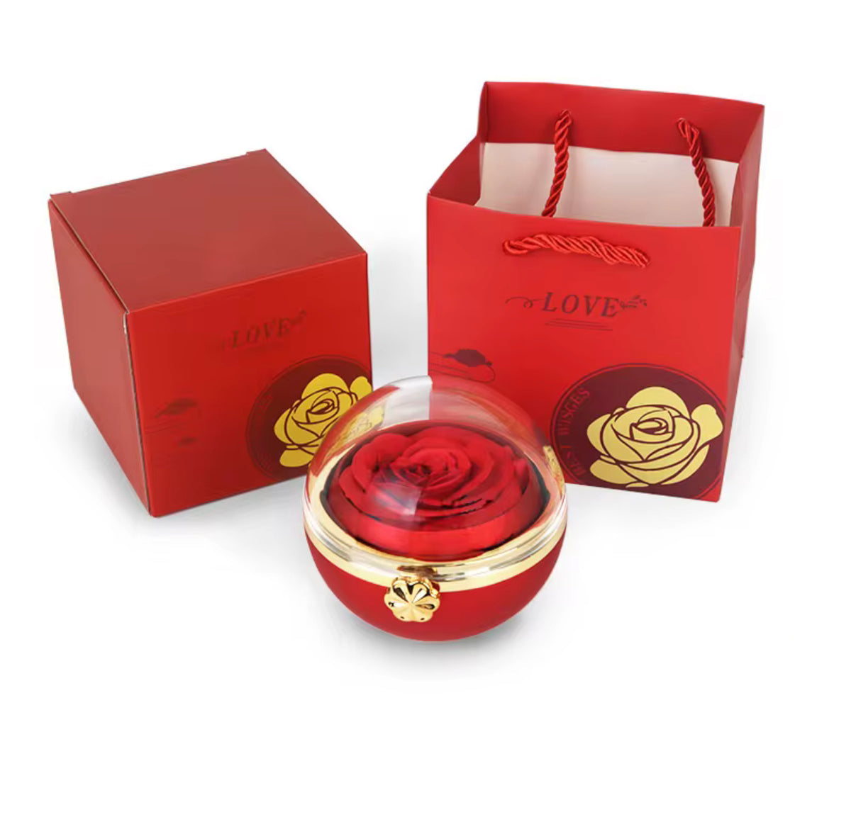 Caja con Rosa giradora color Rojo