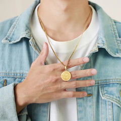 Steel Compass Necklace 