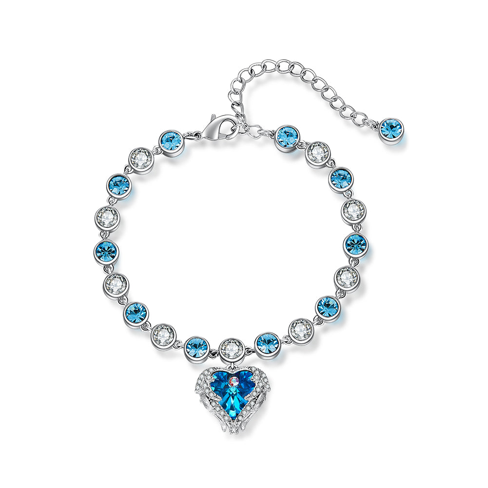 Blue Winged Heart Bracelet 