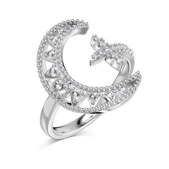 Adjustable Moon and Star Ring 