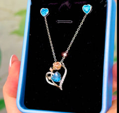 Set Corazón con Rosa Azul