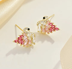 Pink Swan Earrings 
