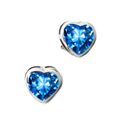 Stud Corazón azul plateado