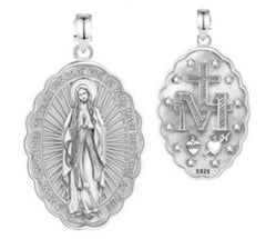 Virgin of Guadalupe Medal White Silver 