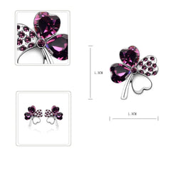 Purple Clover Earrings with Swarovski Crystals