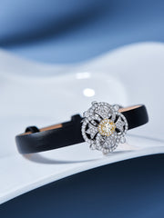 Leather bracelet with yellow charm - dual use