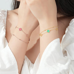 Pulsera doble de trébol verde