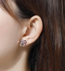 Pink Clover Earrings with Swarovski Crystals