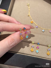 Set de trébol de colores (Collar, Aretes, Pulsera y Anillo)