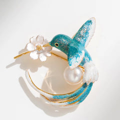 Broche de Colibrí azul en el mar