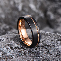 Black Tungsten Ring with Rope