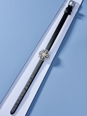 Leather bracelet with yellow charm - dual use
