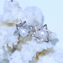 Aretes de Estrellas con Perlas Naturales