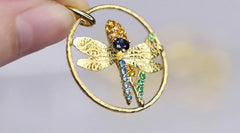 Dragonfly on a Wheat Pendant 