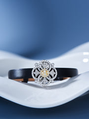 Leather bracelet with yellow charm - dual use