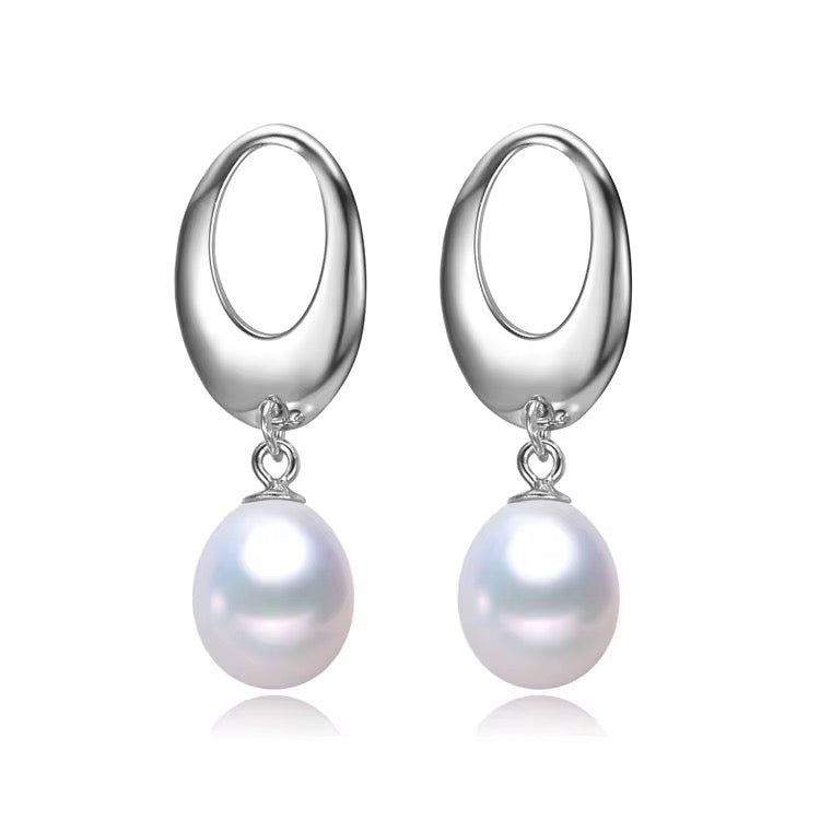 Aretes Colgantes con Perlas Naturales