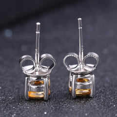 Round Citrine Studs 