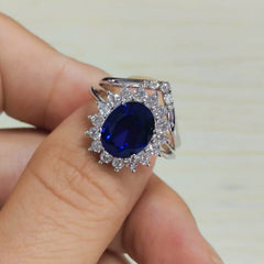 Duo de Anillos Lady Di con Zafiro