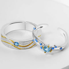 Couple rings Sun and Sea rays 