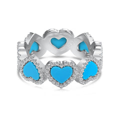 Turquoise Hearts Eternity Ring 