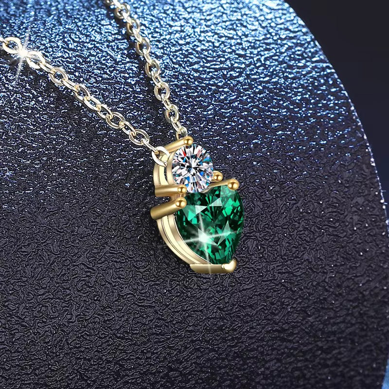 Cultured Emerald Heart Necklace 