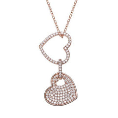 Double heart of Swarovski crystals