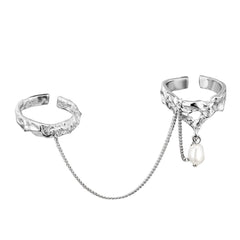 Double ring with pearl 