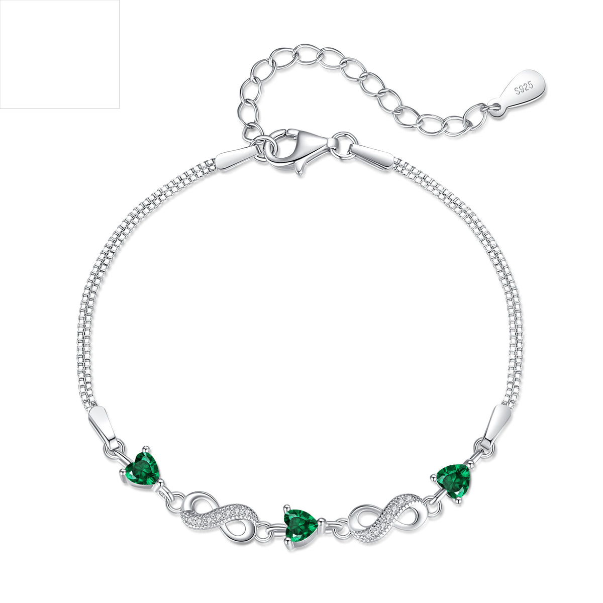 Green heart bracelet with infinity 
