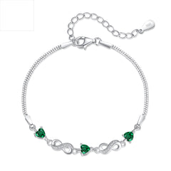 Green heart bracelet with infinity 