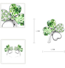 Green Clover Earrings with Swarovski Crystals