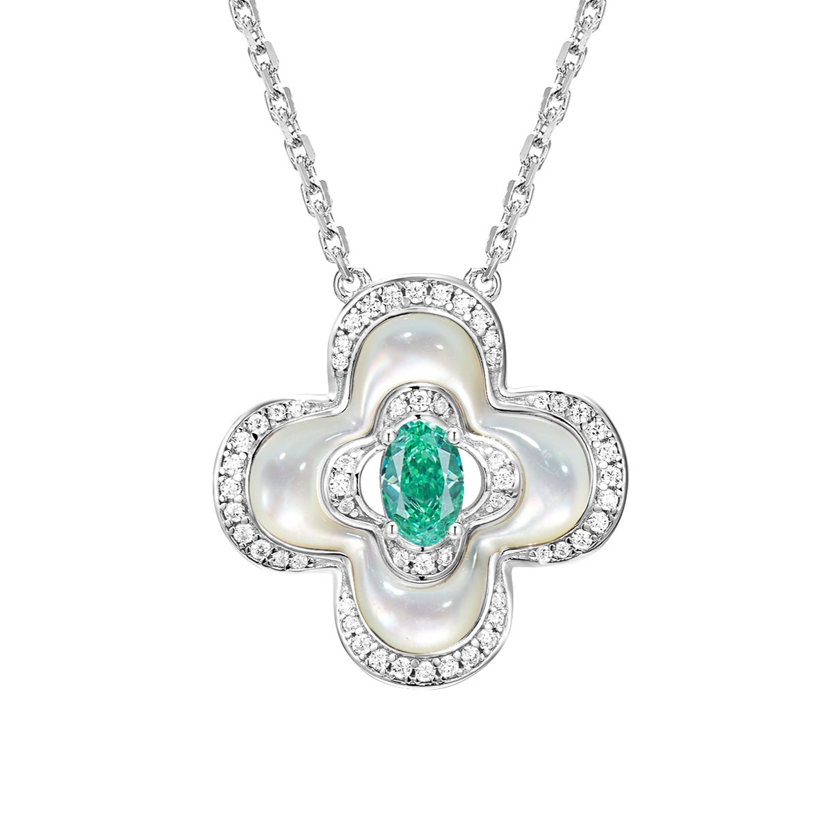 Green Lucky Clover Necklace