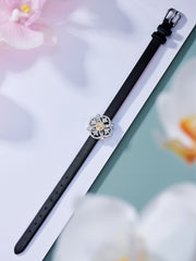 Leather bracelet with yellow charm - dual use