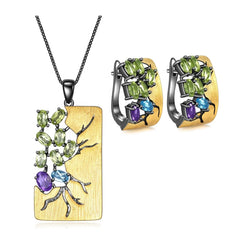 Tree of Life Root Set with Peridot, Amethyst and Topaz