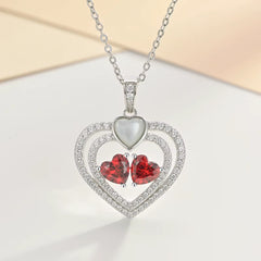 Collar doble corazón rojo de cristal Swarovski