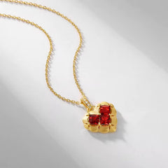 Natural Garnet Heart Necklace 