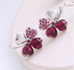 Purple Clover Earrings with Swarovski Crystals