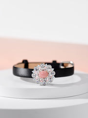 Leather bracelet with pink charm - dual use
